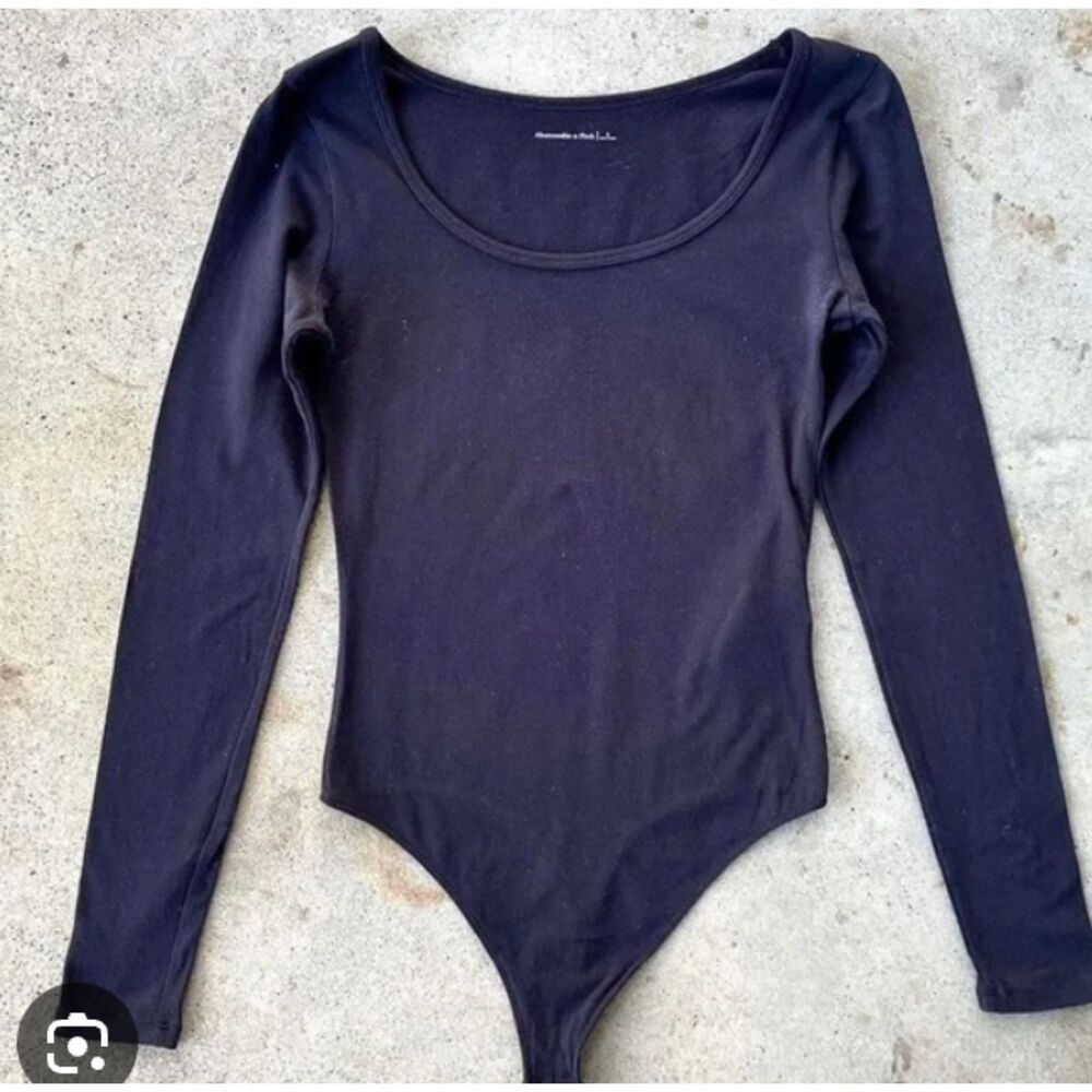 Abercrombie & Fitch Navy Blue Long Sleeve Scoop Neck Bodysuit - Size Small